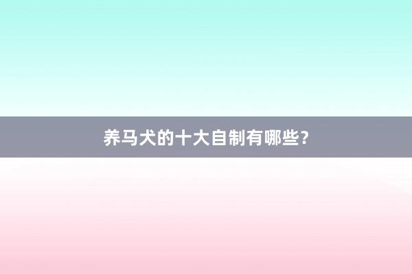 养马犬的十大自制有哪些？